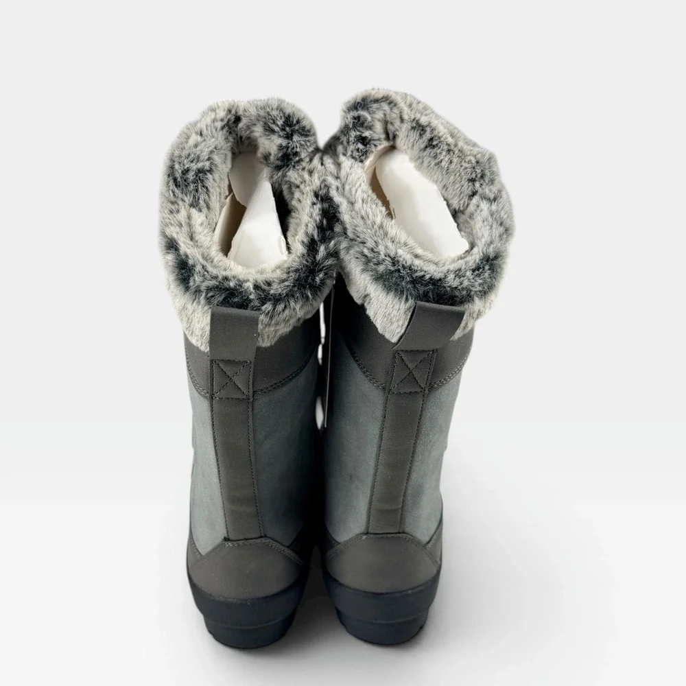 Target Alberta Winter Boots Kids 2 Grey Thermolite Faux Fur Bungee New